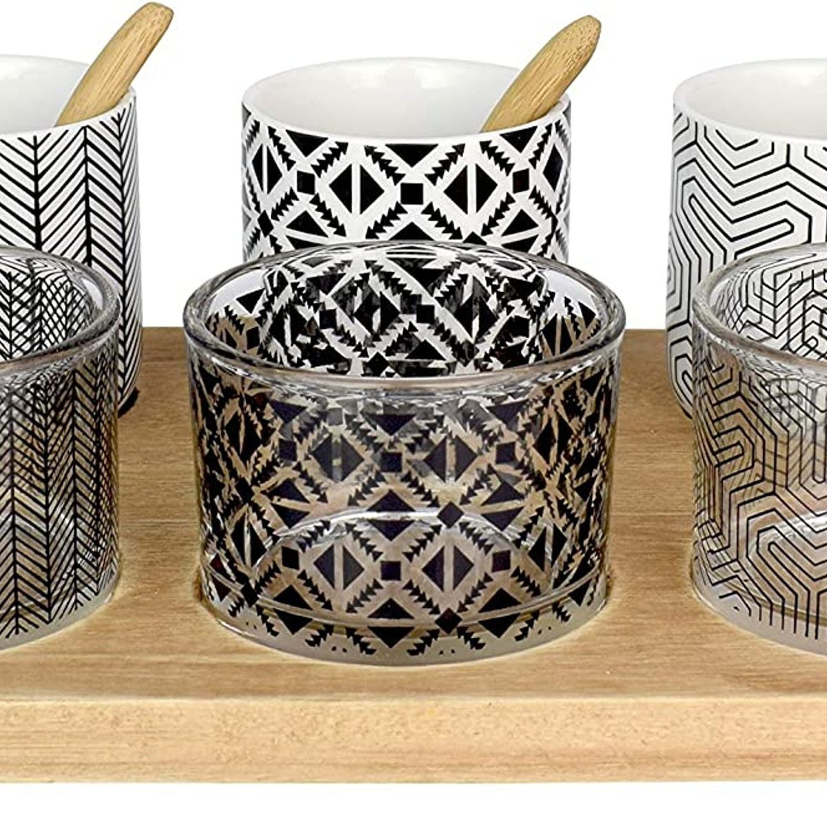 GENERICO - Set 10 Piezas Vasos Mas Bandeja Madera Le Regalo