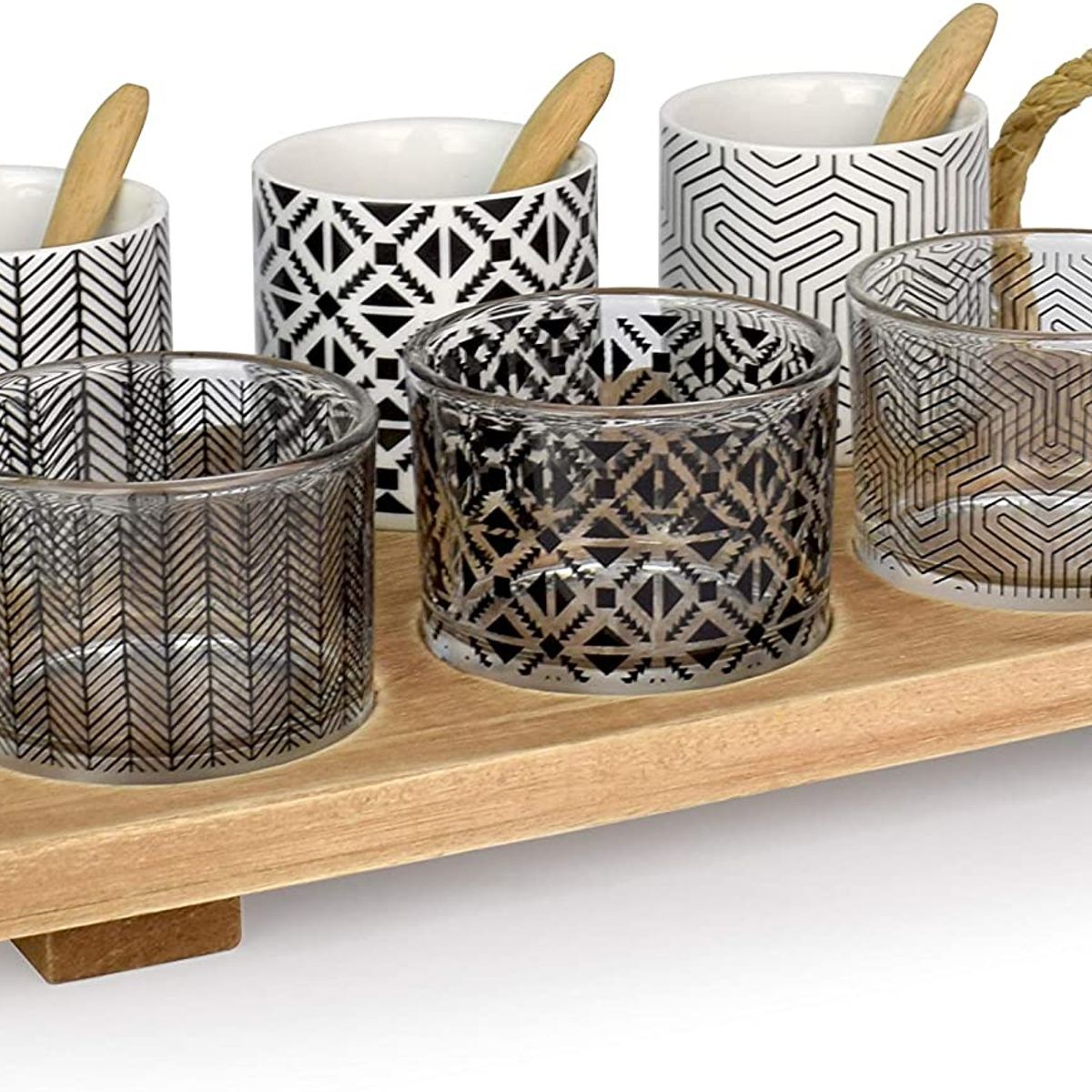 GENERICO - Set 10 Piezas Vasos Mas Bandeja Madera Le Regalo