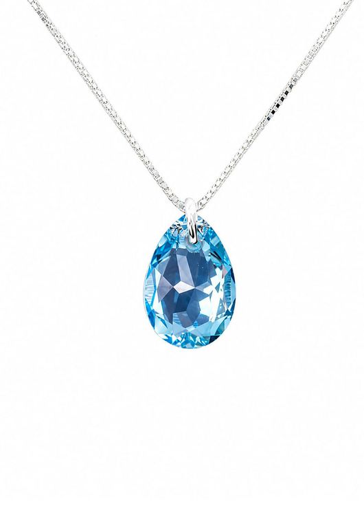 Collar Gota de Luz Plata 925 creado con cristales de Swarovski Aquamarine Celeste TALLA UNICA