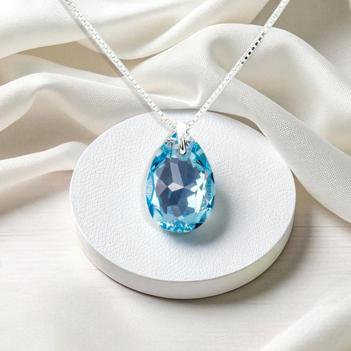 JOYAS MONTERO - Collar Gota de Luz Plata 925  creado con cristales de Swarovski® Aquamarine