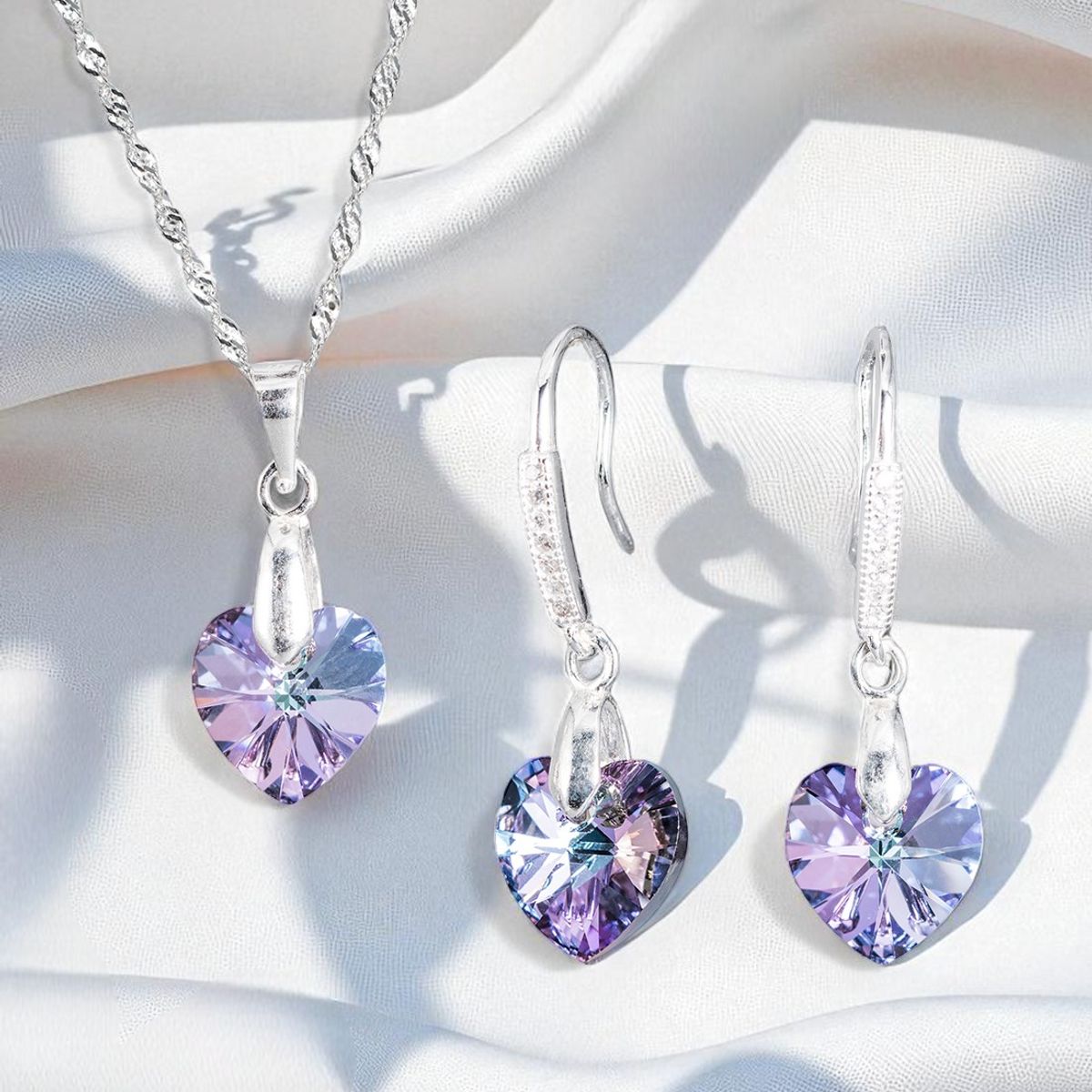 JOYAS MONTERO - Conjunto Romance Plata 925 creado con cristales de Swarovski® Vitral Light