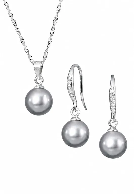Conjunto Oslo Plata 925 creado con perlas de Swarovski Grey Gris TALLA UNICA