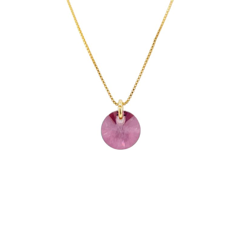 JOYAS MONTERO - Collar Punto de Luz  Gold Cristal Genuino Antique Pink