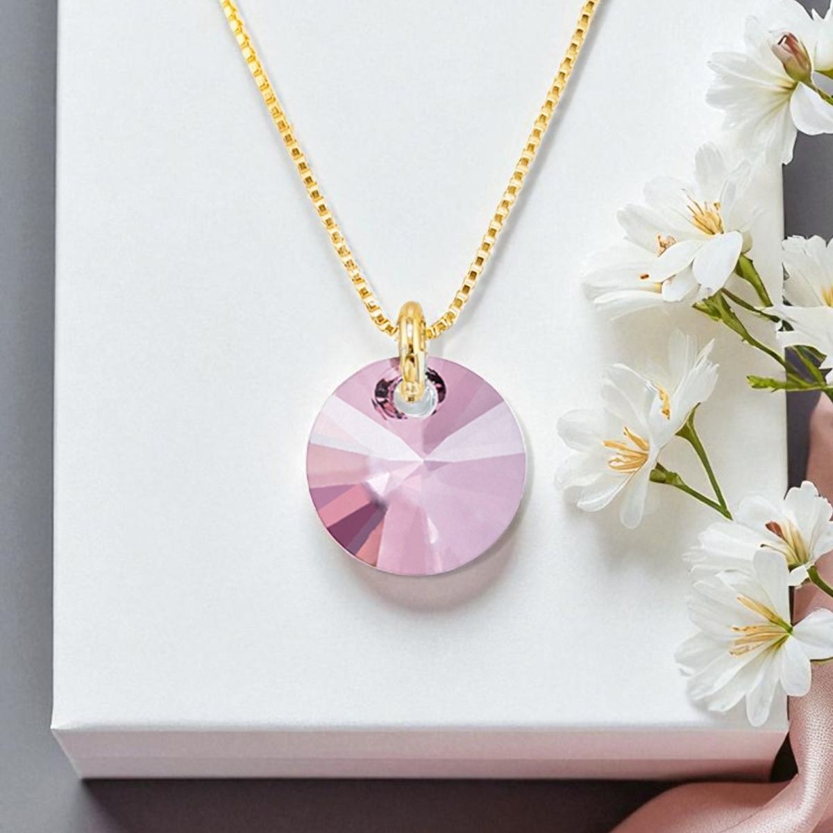 JOYAS MONTERO - Collar Punto de Luz Gold 24K  creado con cristales de Swarovski® Antique Pink