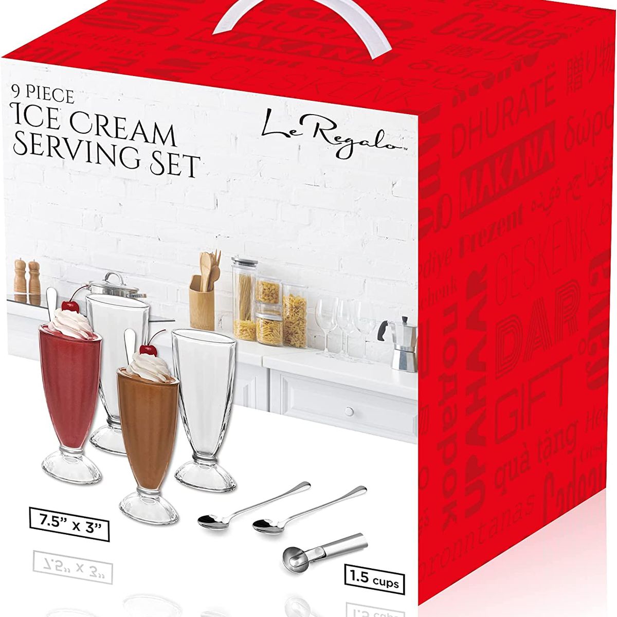 GENERICO - Set 9 Piezas Para Helados Mas Cucharon Le Regalo