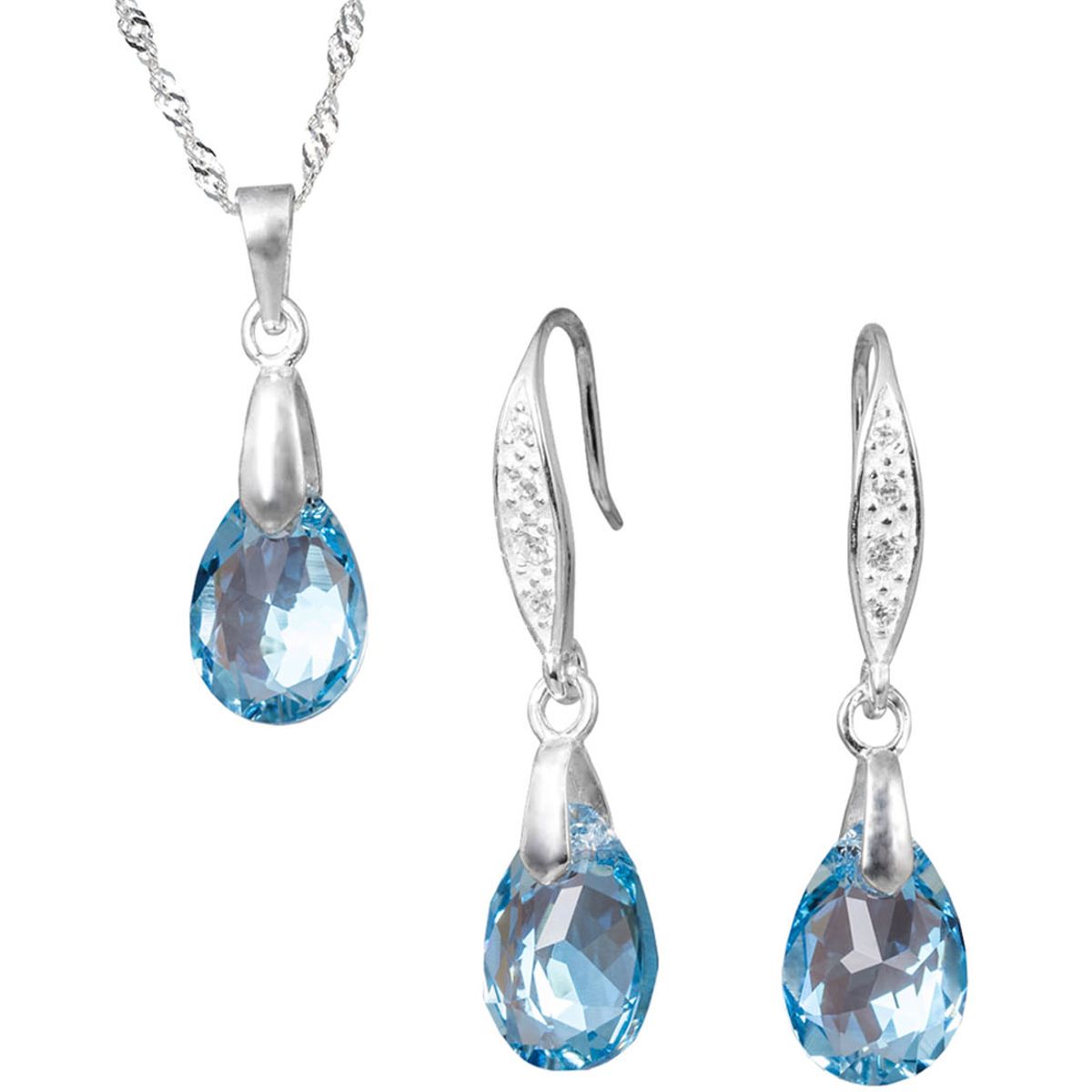 JOYAS MONTERO - Conjunto Milan Plata 925 creado con cristales de Swarovski® Aquamarine