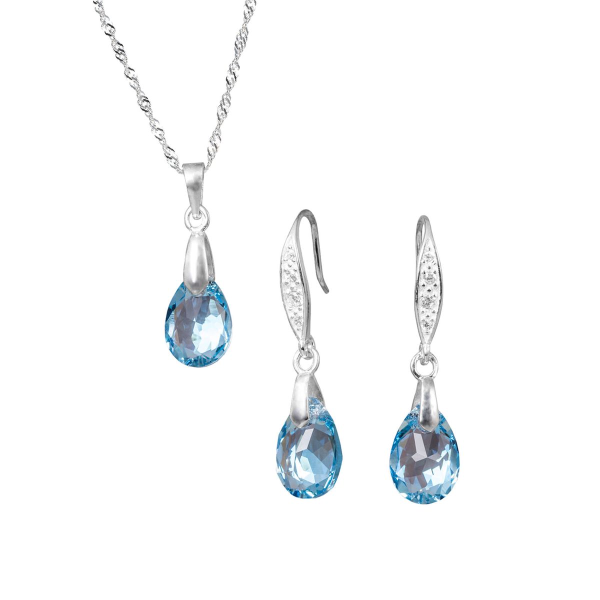 JOYAS MONTERO - Conjunto Milan Plata 925 creado con cristales de Swarovski® Aquamarine