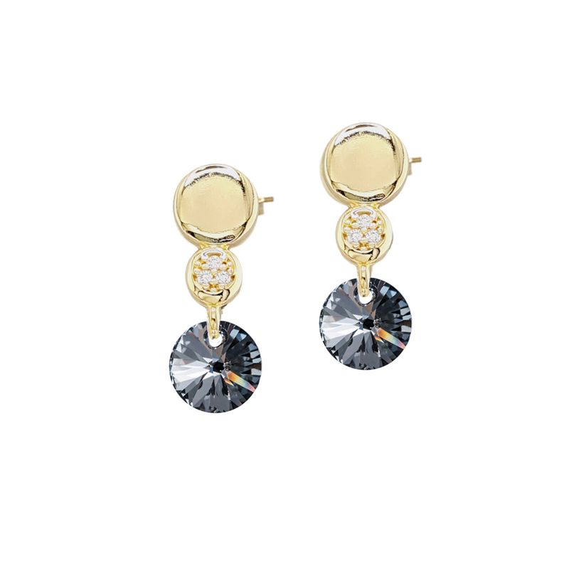 JOYAS MONTERO - Aros Punto De Luz Gold 24K Cristal Genuino Silver Night