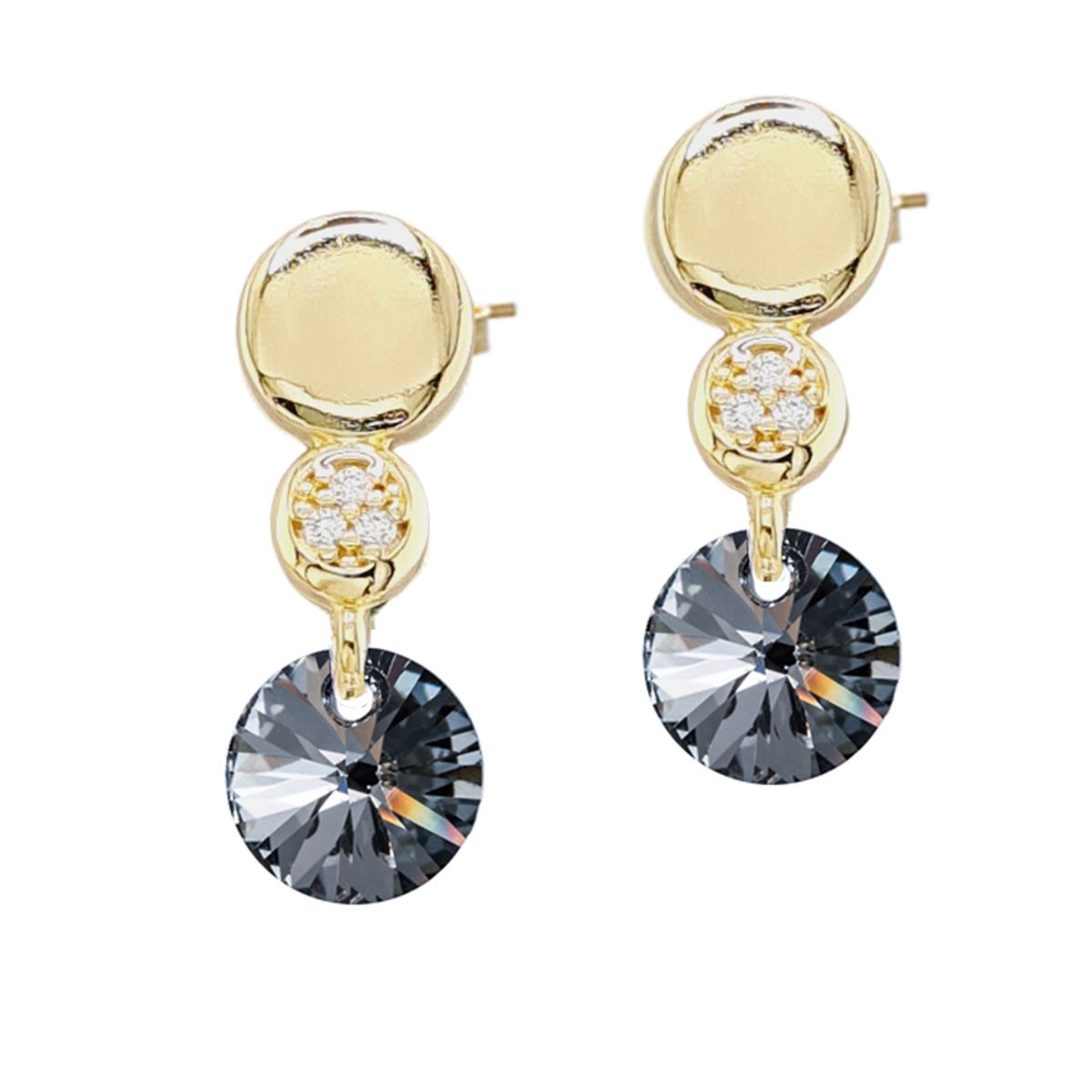 JOYAS MONTERO - Aros Punto De Luz Gold 24K creado con cristales de Swarovski® Silver Night