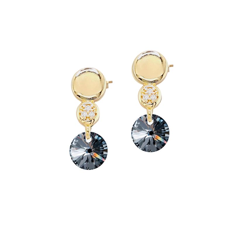 JOYAS MONTERO - Aros Punto  De Luz Gold Cristal Genuino Silver Night