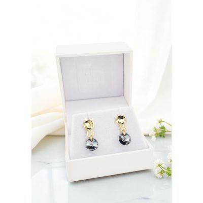 Imagen 2 del producto Aros Punto De Luz Gold 24K creado con cristales de Swarovski® Silver Night