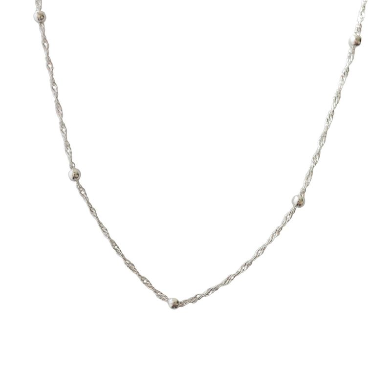ANDREA COGGIOLA JOYAS - Collar Bolas Cadena Turbillón 45cm Plata Fina 925