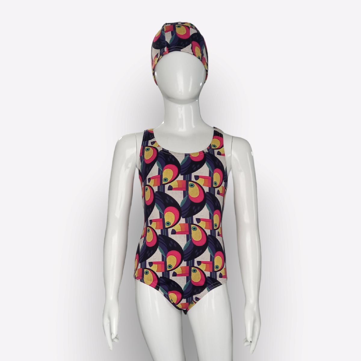 CERASUS PROJECTS - Traje de baño de niña para Natación con gorra TUCAN con FILTRO UV50
