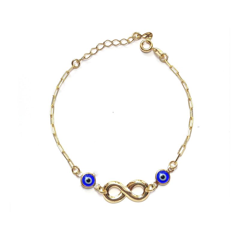 ANDREA COGGIOLA JOYAS - Pulsera Infinito Ojos Turcos Enchapada Oro 18K