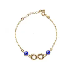 ANDREA COGGIOLA JOYAS - Pulsera Infinito Ojos Turcos Enchapada Oro 18K