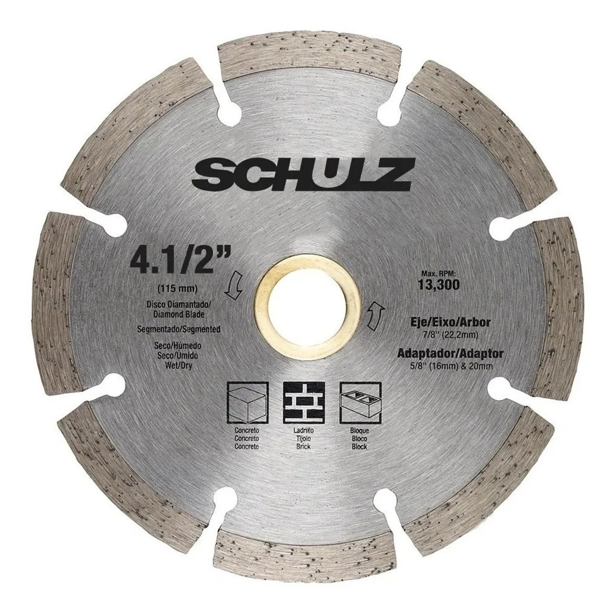 SCHULZ - Set discos de corte diamantados continuo, segmentado, Turbo 4 - 1/2 " SCHULZ