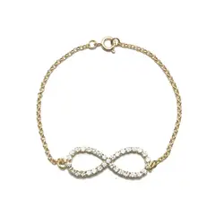 ANDREA COGGIOLA JOYAS - Pulsera Infinito CZ Blanco Enchapado Oro 18K