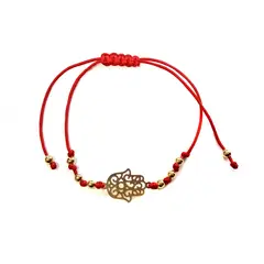 ANDREA COGGIOLA JOYAS - Pulsera Mano Fátima Enchapado Oro 18K Cordón Rojo