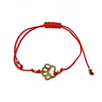 Pulsera Huella Perro Enchapado Oro 18K Cordón Rojo