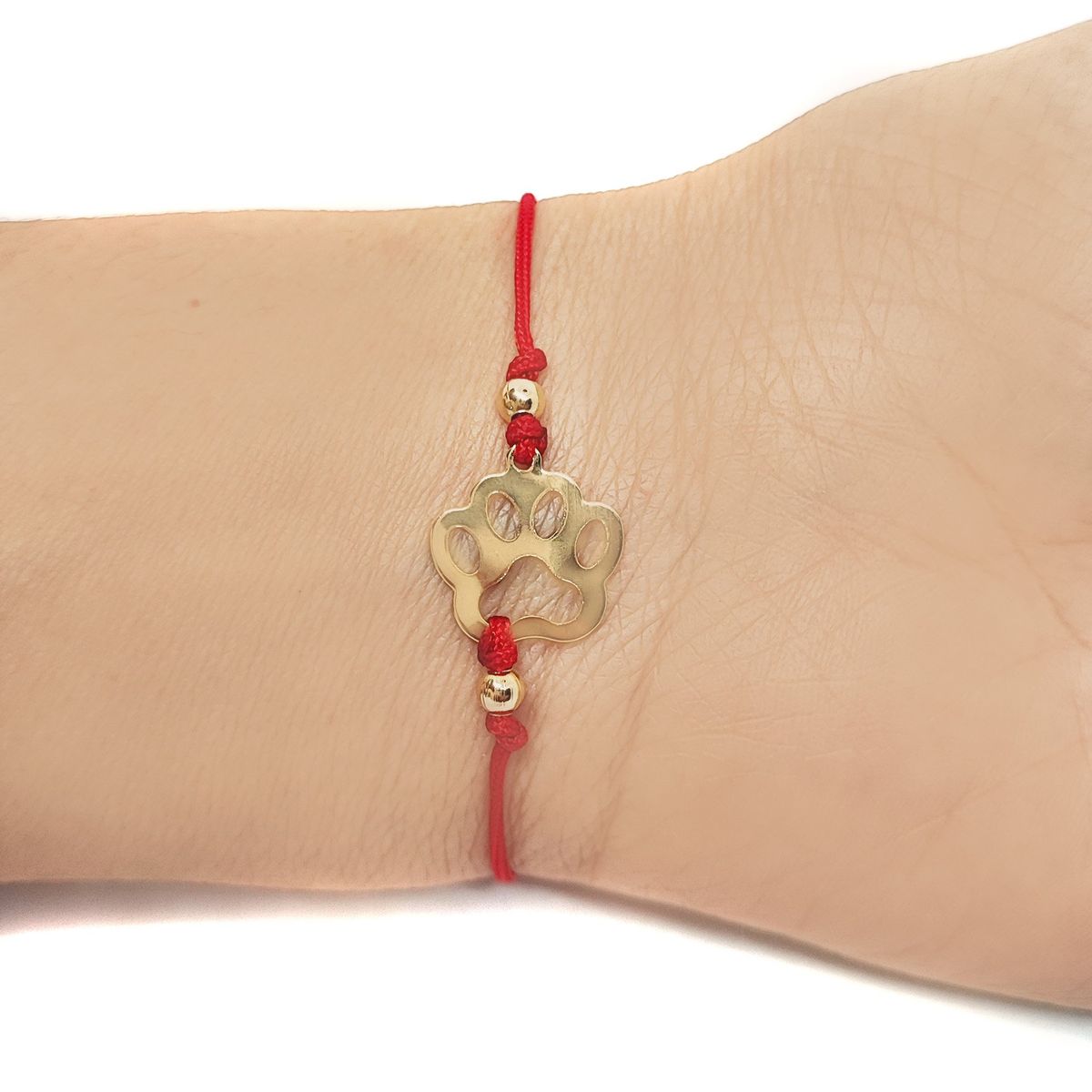 COGGIOLA - Pulsera Huella Perro Enchapado Oro 18K Cordón Rojo