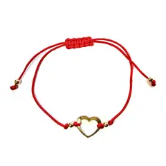 COGGIOLA - Pulsera Corazón Calado Enchapado Oro 18K Cordón Rojo