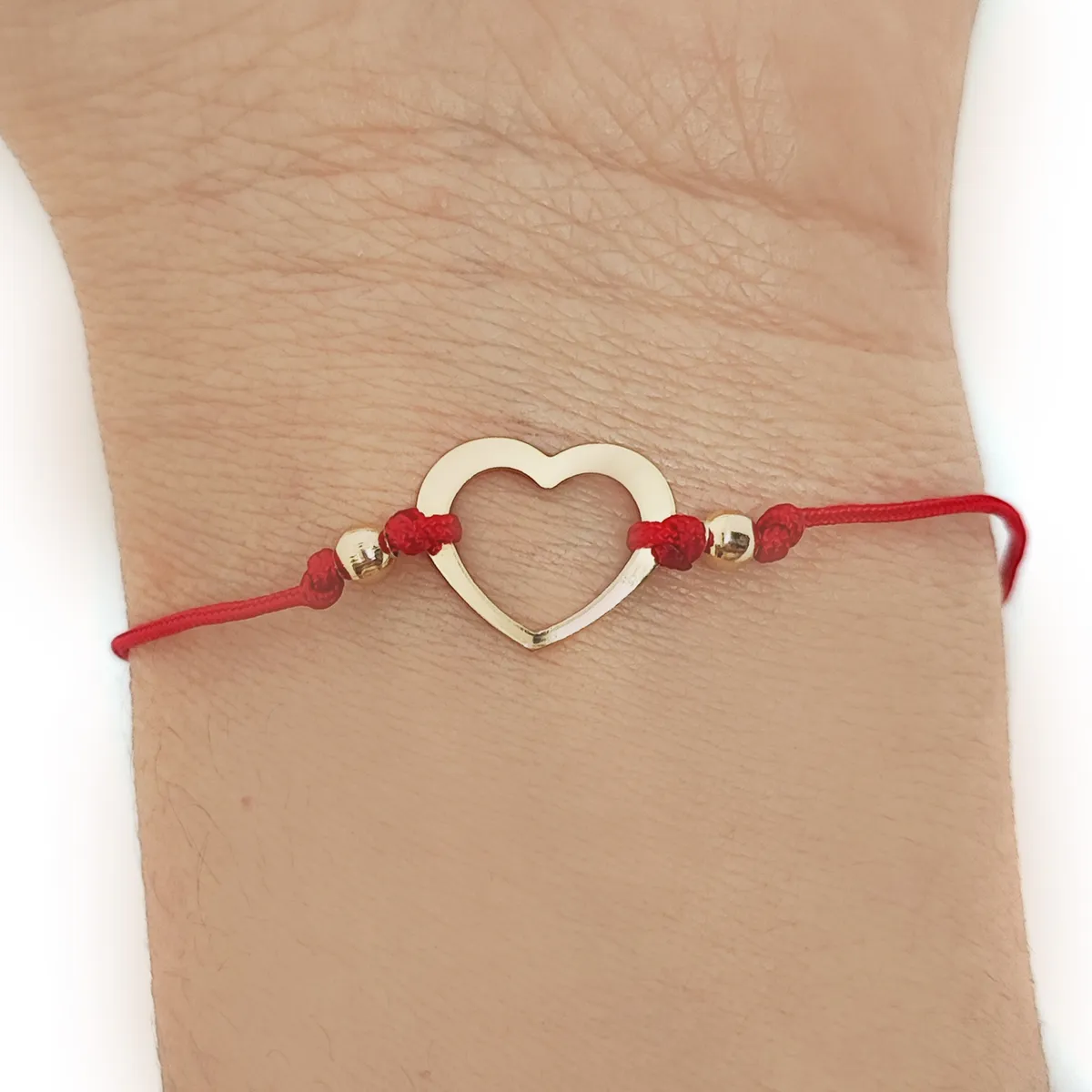 COGGIOLA - Pulsera Corazón Calado Enchapado Oro 18K Cordón Rojo