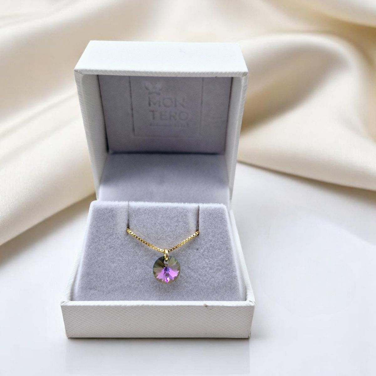 JOYAS MONTERO - Collar Punto de Luz Gold 24K  creado con cristales de Swarovski® Paradise Shine