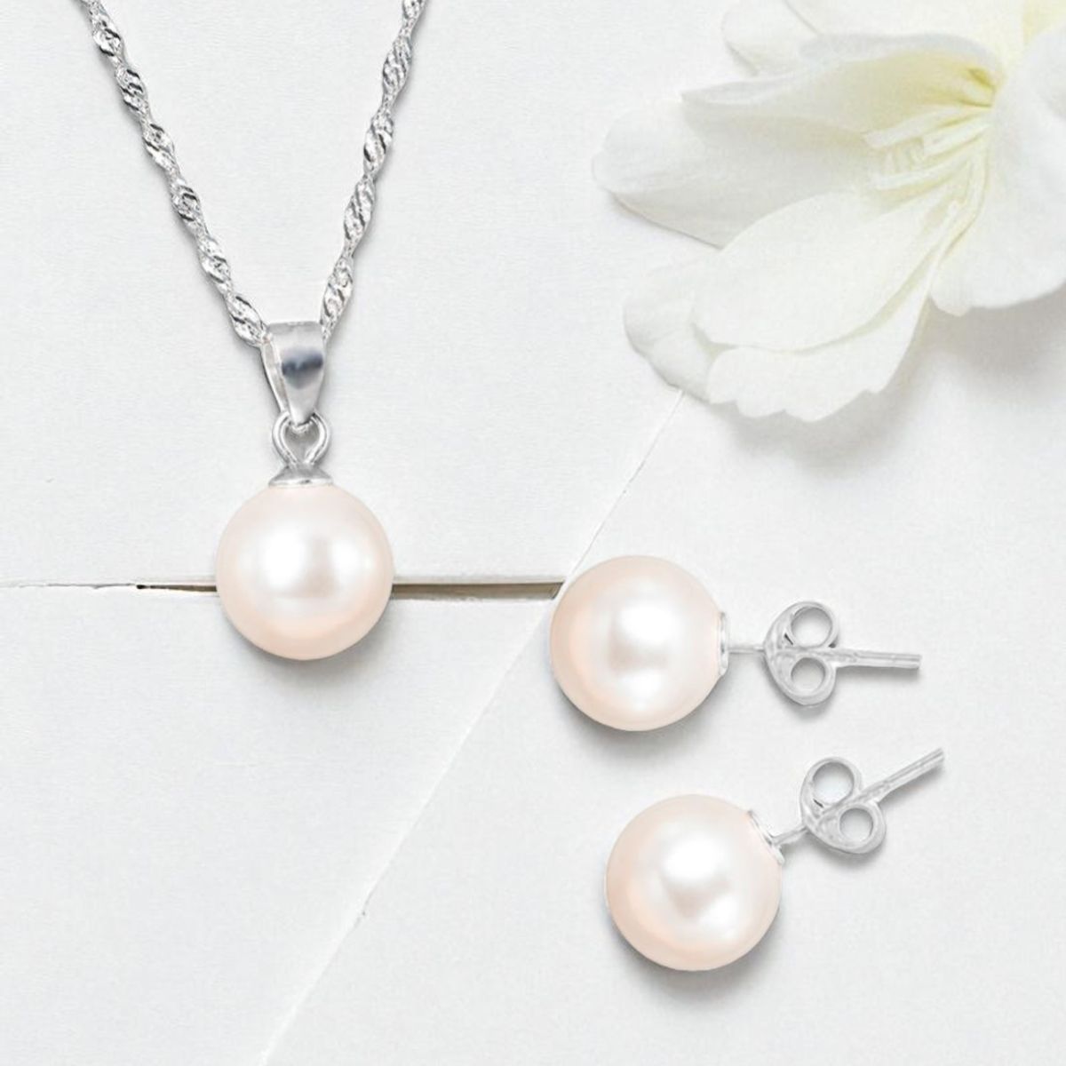 JOYAS MONTERO - Conjunto Viena Plata 925  creado Perla de Swarovski® Cream