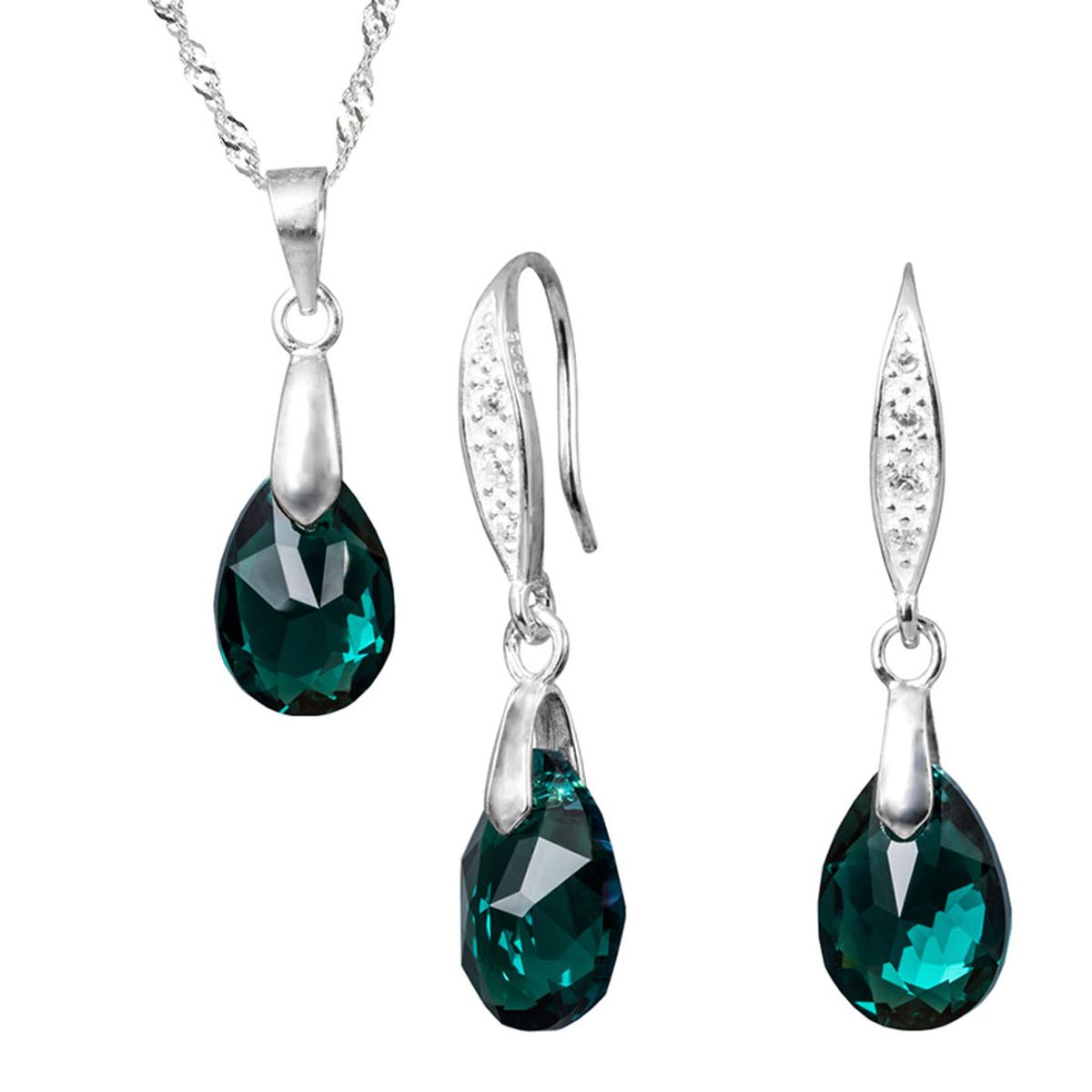 JOYAS MONTERO - Conjunto Milan Plata 925 creado con cristales de Swarovski® Emerald