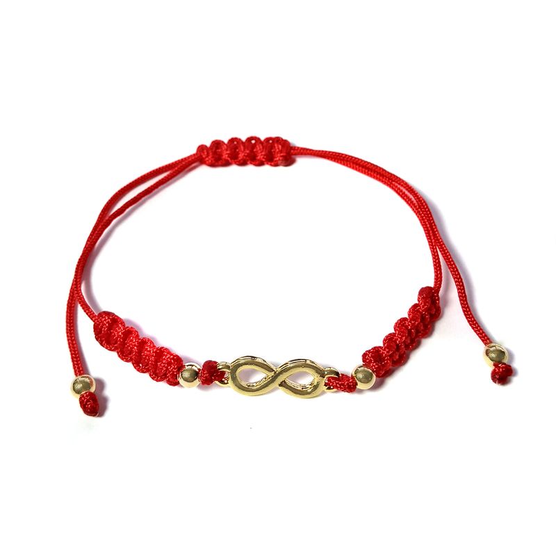 ANDREA COGGIOLA JOYAS - Pulsera Infinito Enchapado Oro 18K Cordón Rojo