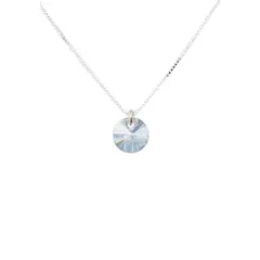 JOYAS MONTERO - Collar Punto De Luz Plata Italiana 925 y Cristal Genuino Blue Shade