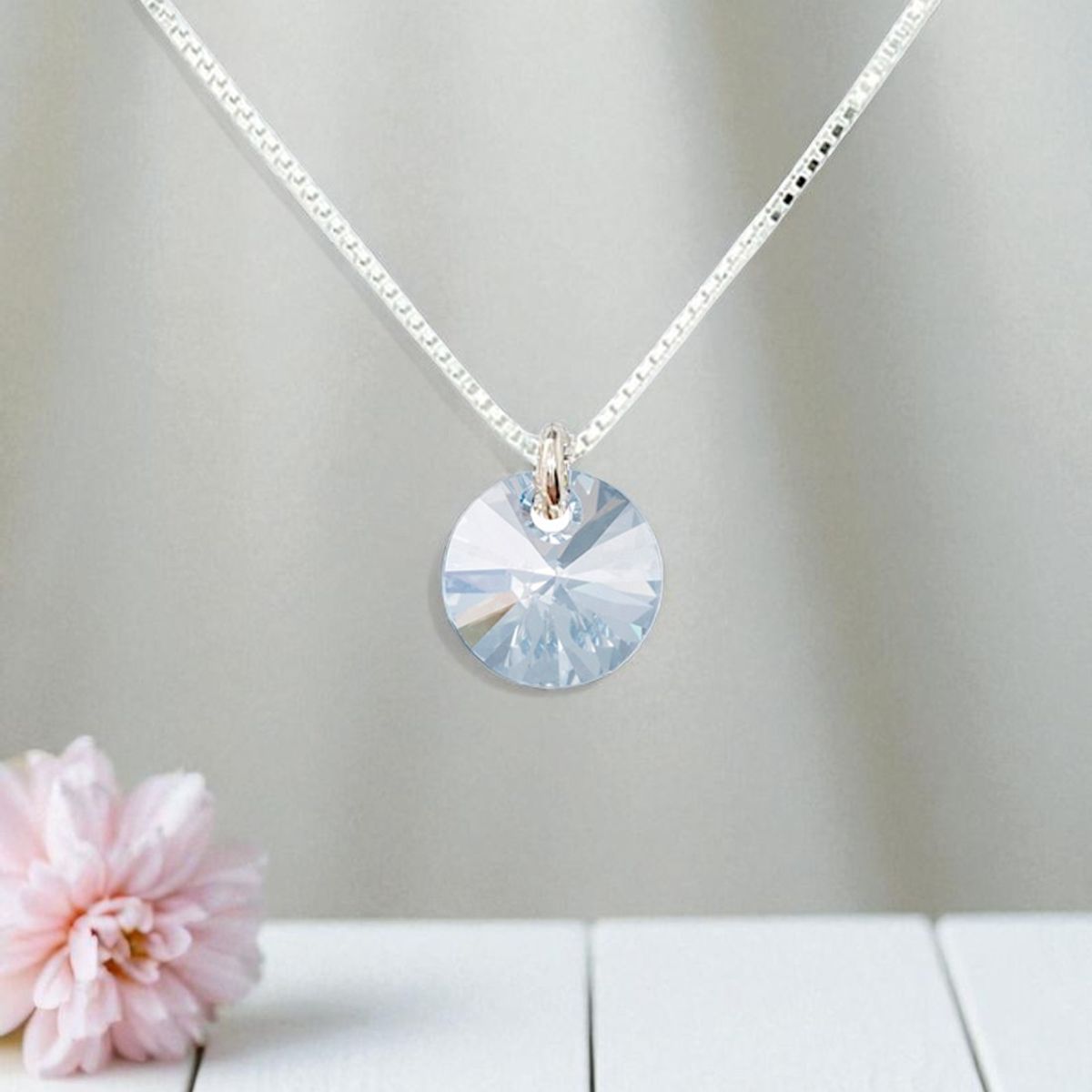 JOYAS MONTERO - Collar Punto De Luz Plata 925 creado con cristales de Swarovski® Blue Shade