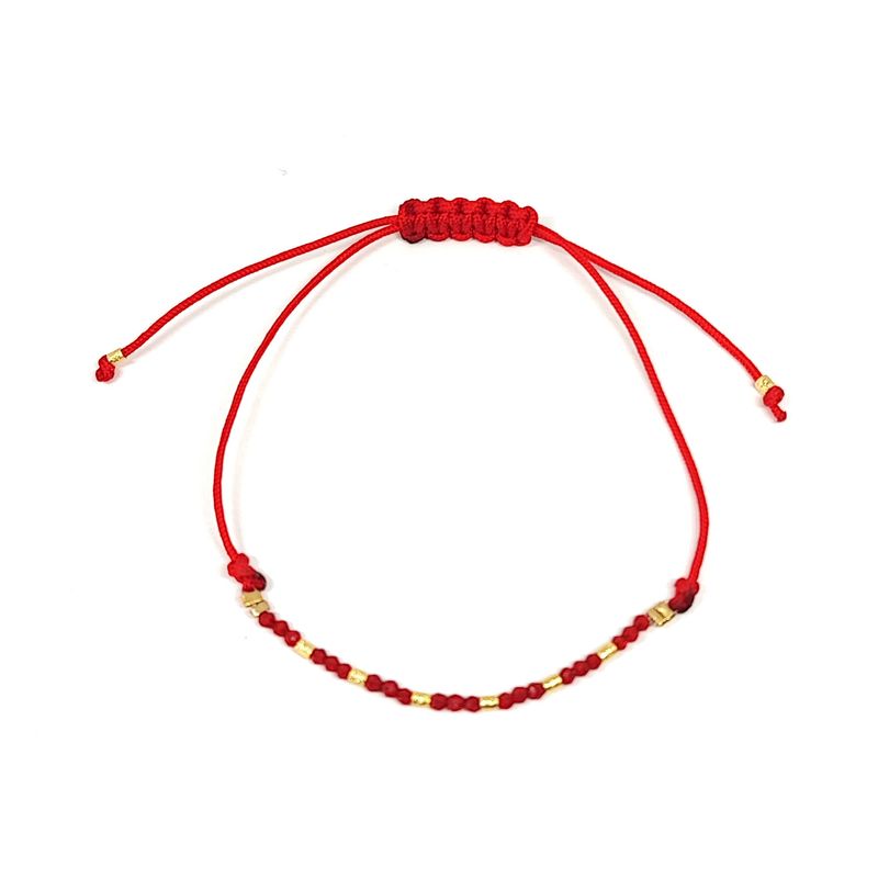 ANDREA COGGIOLA JOYAS - Pulsera Cristal Rojo Enchapado Oro 18K Cordón Rojo