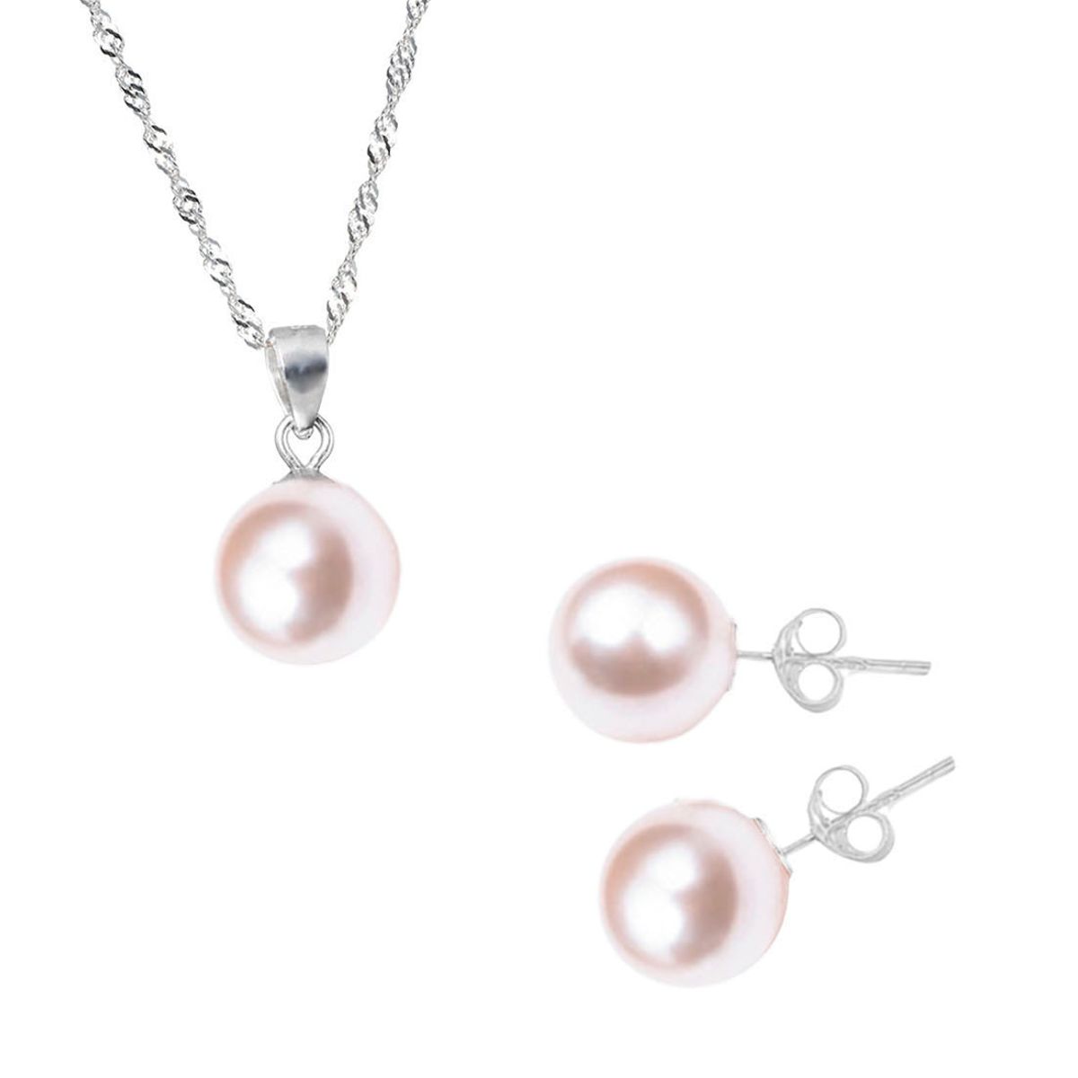JOYAS MONTERO - Conjunto Viena Plata 925  creado con Perlas de Swarovski® Peach