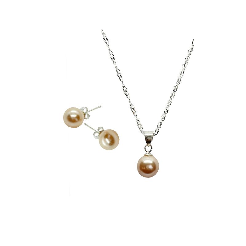 JOYAS MONTERO - Conjunto Viena con Perlas Organicas Peach-