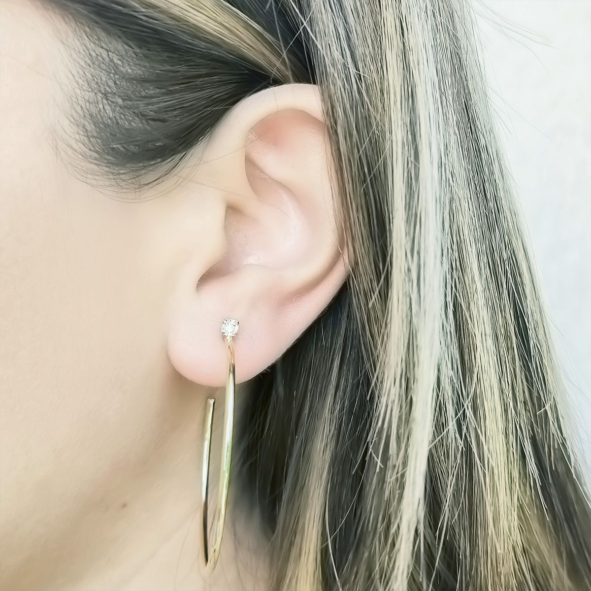 COGGIOLA - Aros Argollas Circón 44mm Enchapado Oro 18K