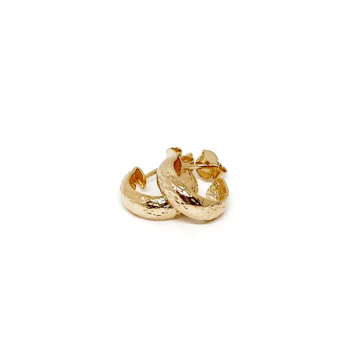 COGGIOLA - Aros Argollas Martillada 12mm Enchapada Oro 18K