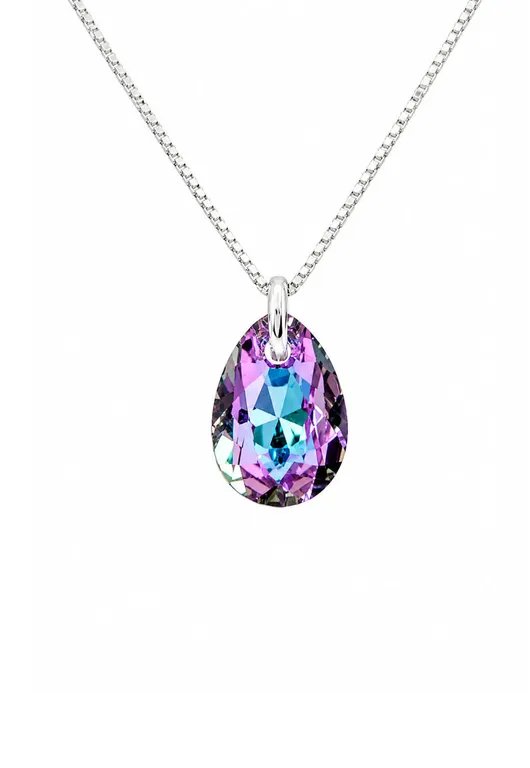 Collar Gota de Luz Plata 925 creado con cristales de Swarovski Vitral Light Violeta TALLA UNICA