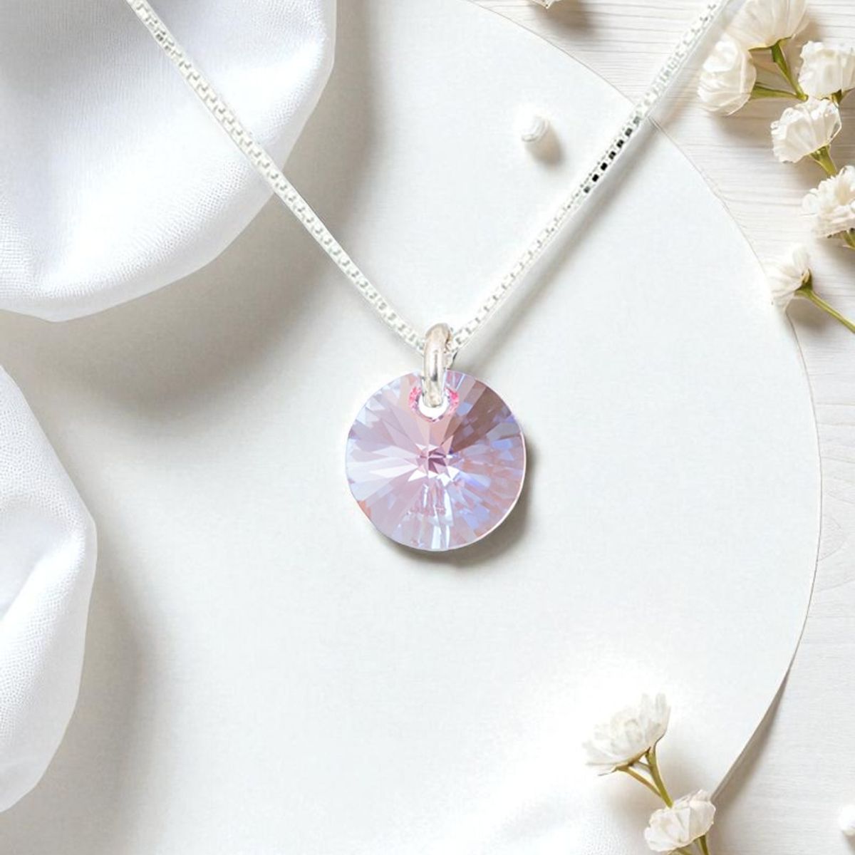 JOYAS MONTERO - Collar Punto de Luz Plata 925 creado con cristales de Swarovski® Rose