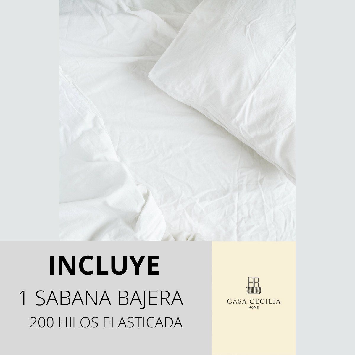 CASA CECILIA - Sábana Bajera 1.5 Plaza Blanca Casa Cecilia