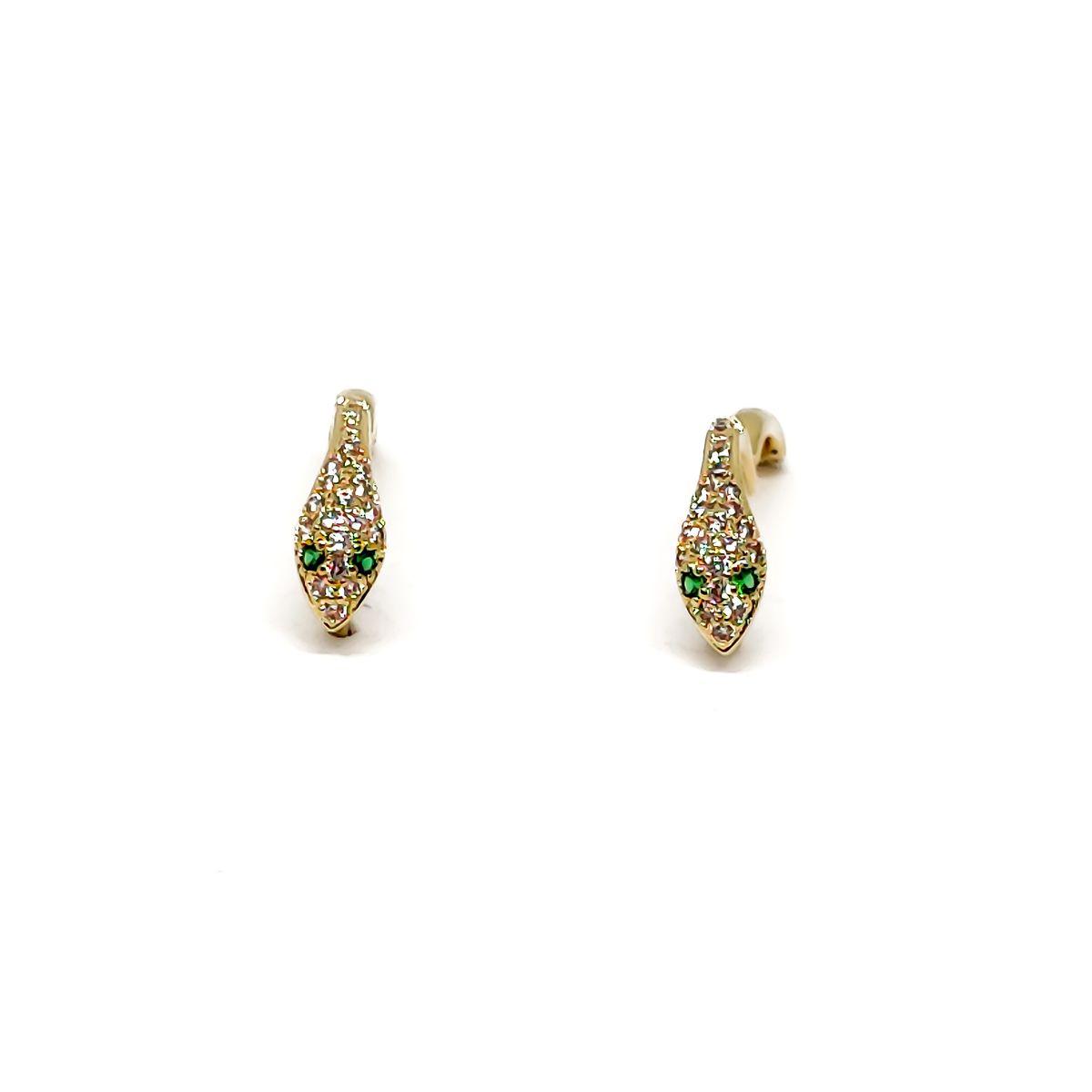 ANDREA COGGIOLA JOYAS - Aros Argollas Serpiente Circón Enchapado Oro 18K