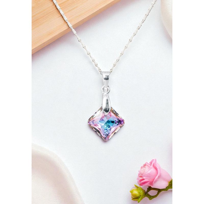 JOYAS MONTERO - Collar Cristina Plata Italiana 925 Cristal Genuino Vitral Light