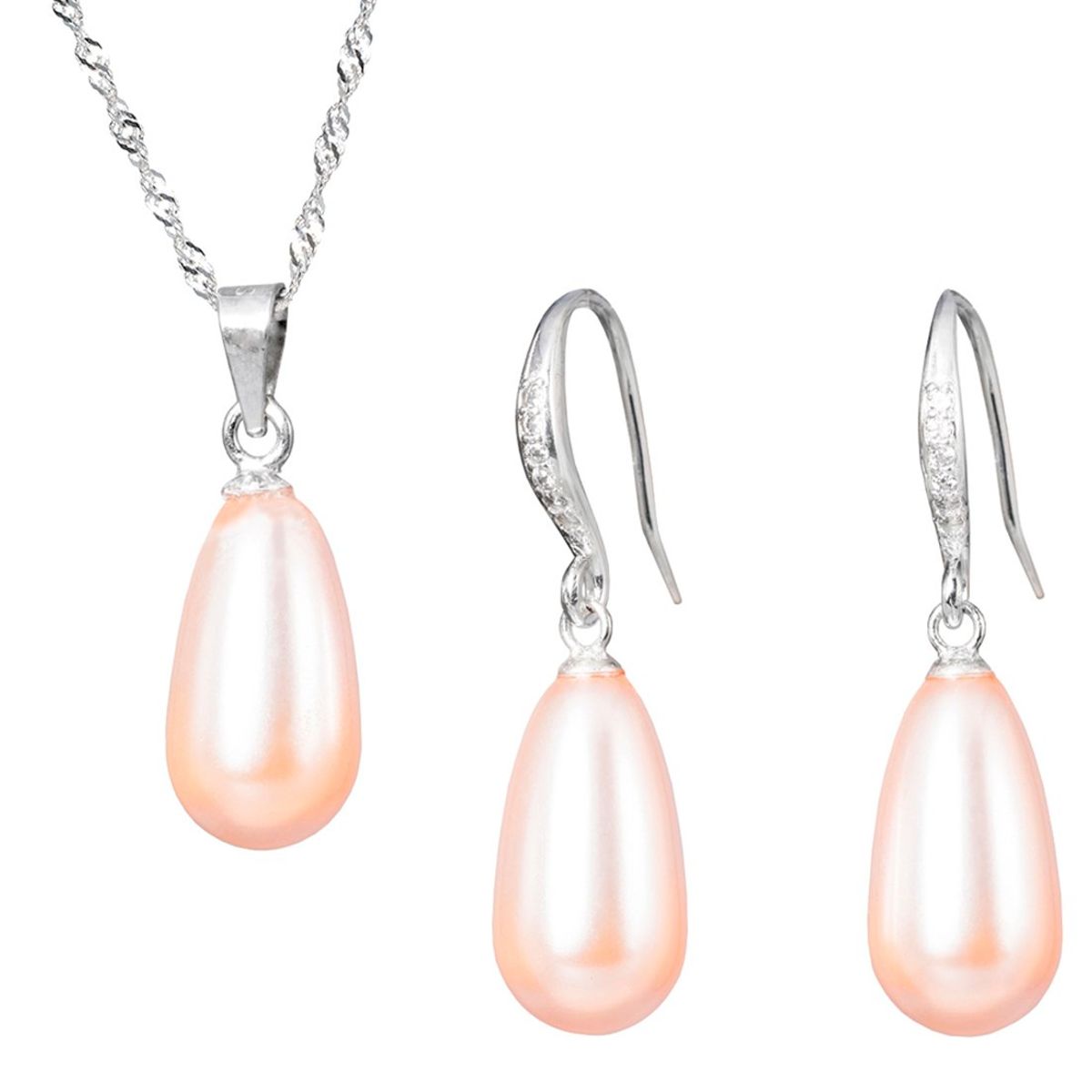 JOYAS MONTERO - Aros Conjunto Moscu Plata 925 creado con perla de Swarovski® Peach