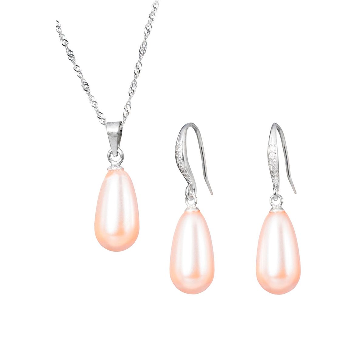 JOYAS MONTERO - Aros Conjunto Moscu Plata 925 creado con perla de Swarovski® Peach