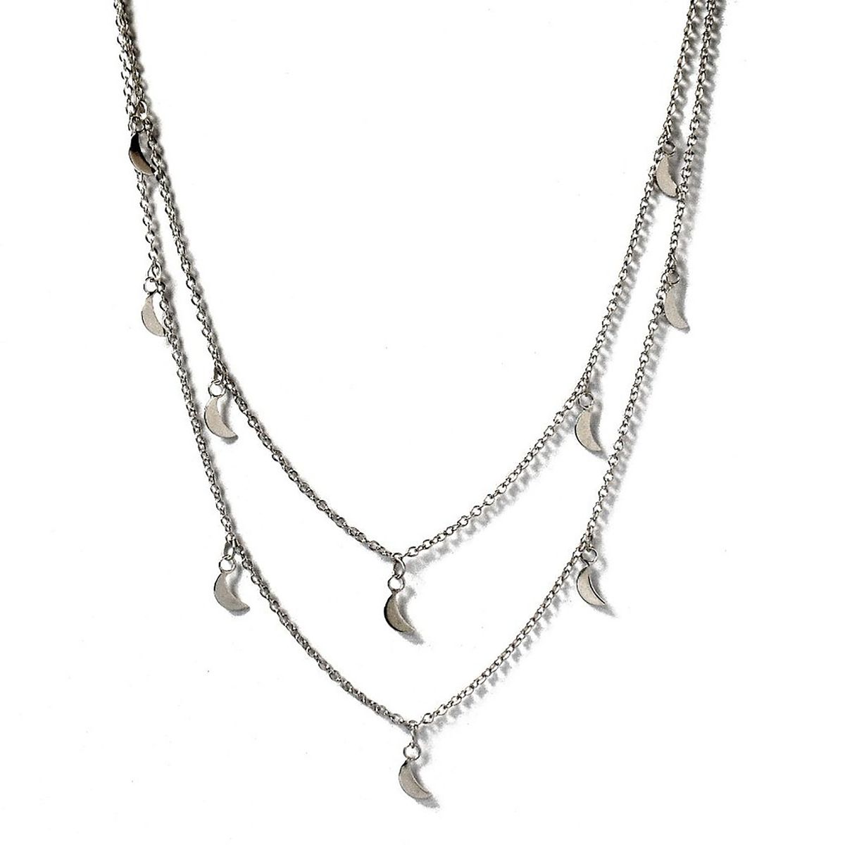 COGGIOLA - Collar Lunas Doble Plata Fina 925