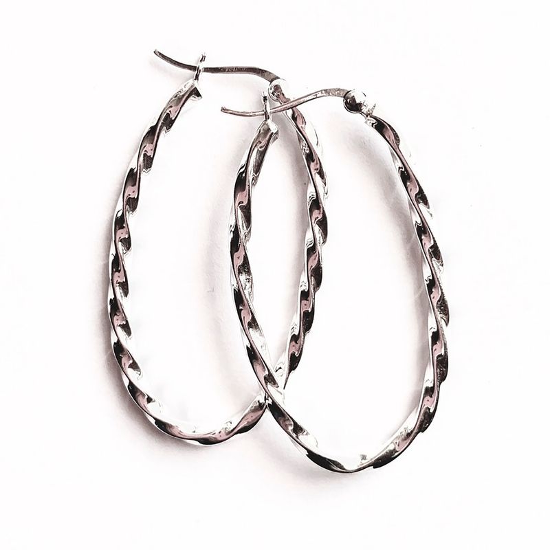 ANDREA COGGIOLA JOYAS - Aros Argollas Ovalada Plata Fin 925.