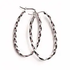 ANDREA COGGIOLA JOYAS - Aros Argollas Ovalada Plata Fin 925.