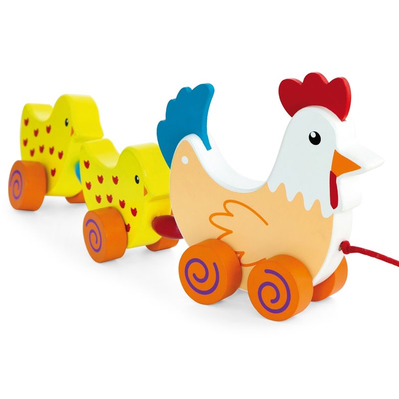 VIGA - Juguete Madera Bebé Arrastre Gallina Pollitos