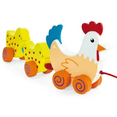 VIGA - Juguete Madera Bebé Arrastre Gallina Pollitos