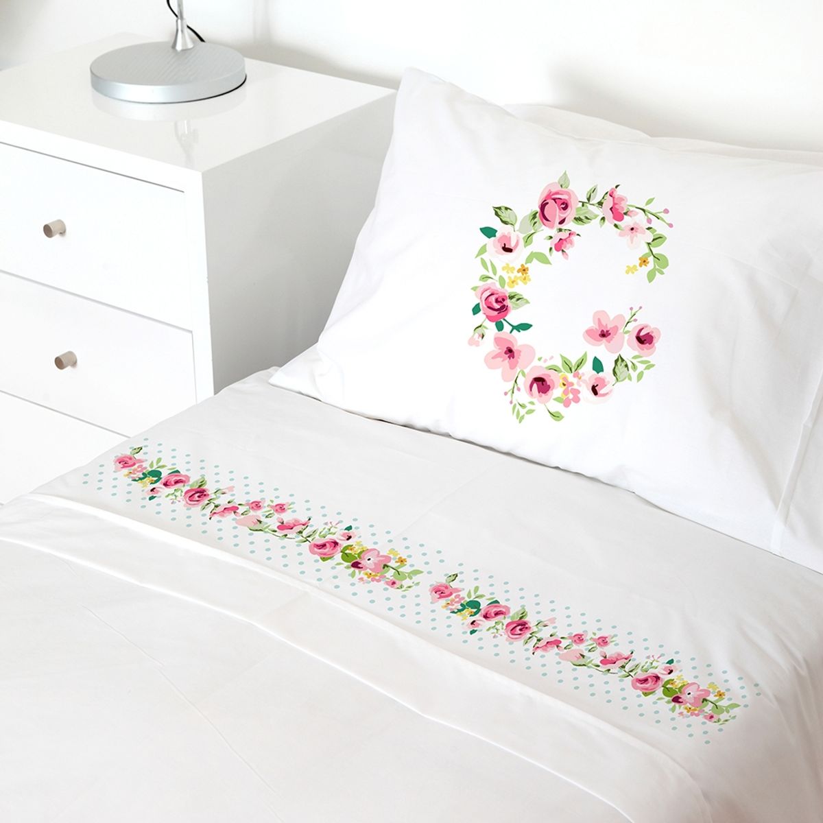 TUYO PRINT - Juego de Sábanas 15 Plaza Letra Vintage G